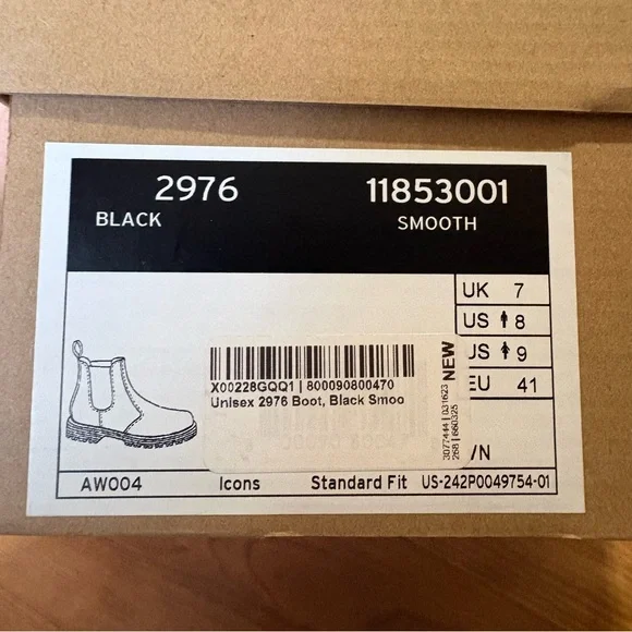 Dr. Martens 2976 Smooth Leather Chelsea Boots - US Women 9 Men 8 Black 11853001 - Picture 4 of 15